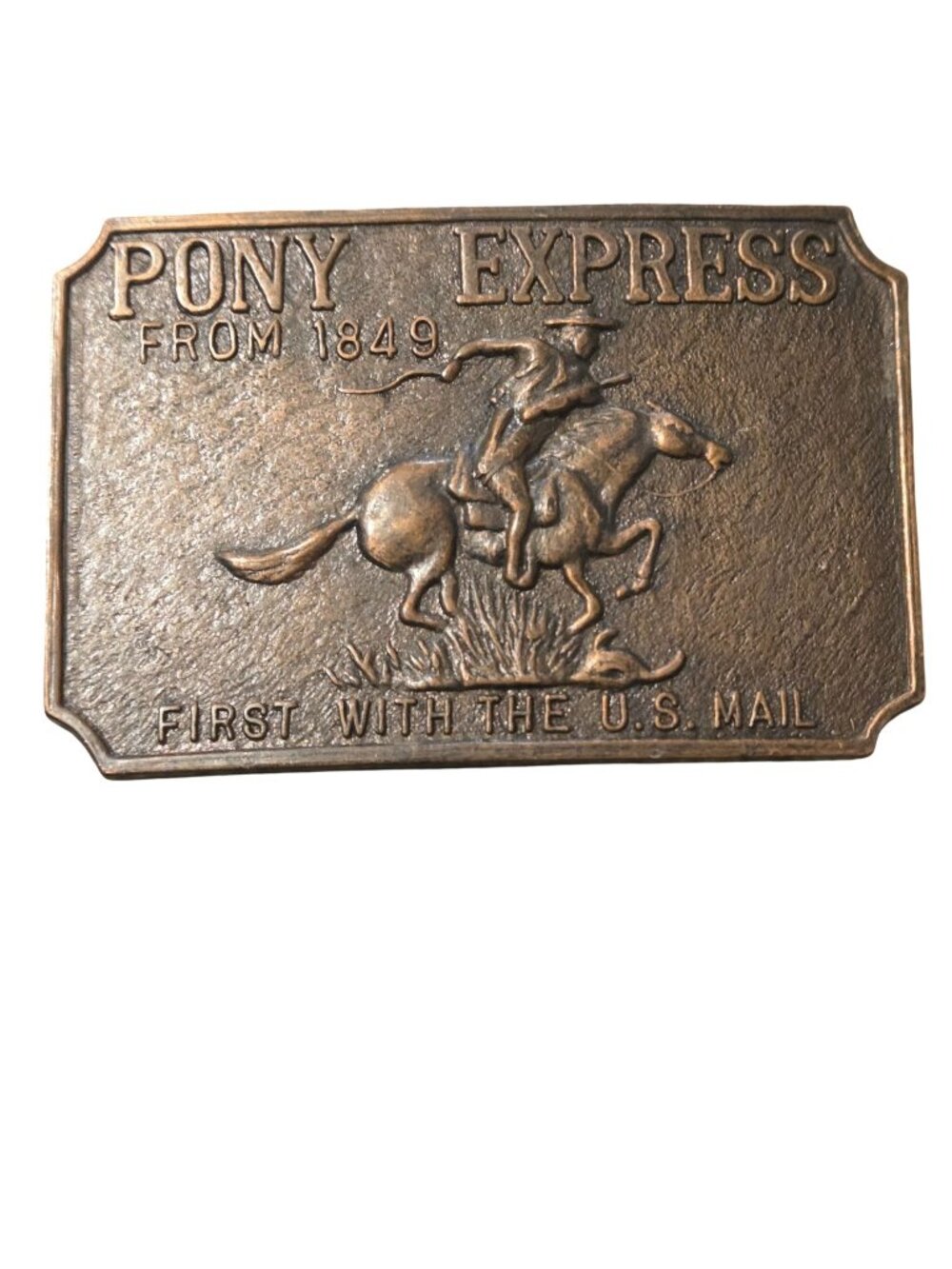 Vintage Pony Express Belt Buckle US Mail  Horse Cowboy Delivery Wild West